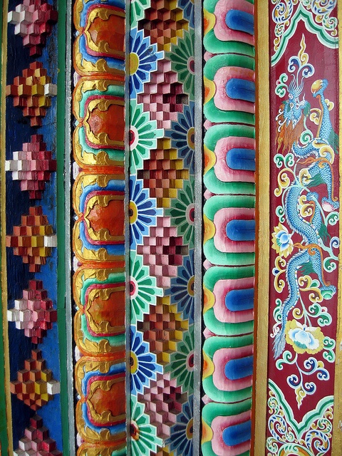 Hand painted and hand crafted foor of Tibetan Monastery