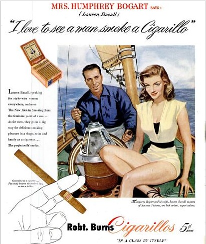bogart and bacall cigarillo ad