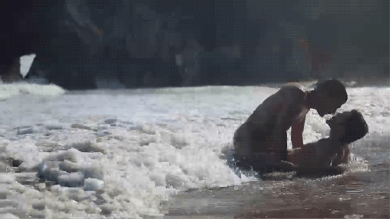beach kiss GIF