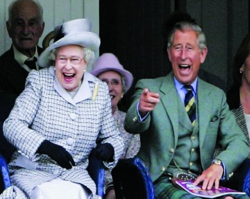 QEII laughing