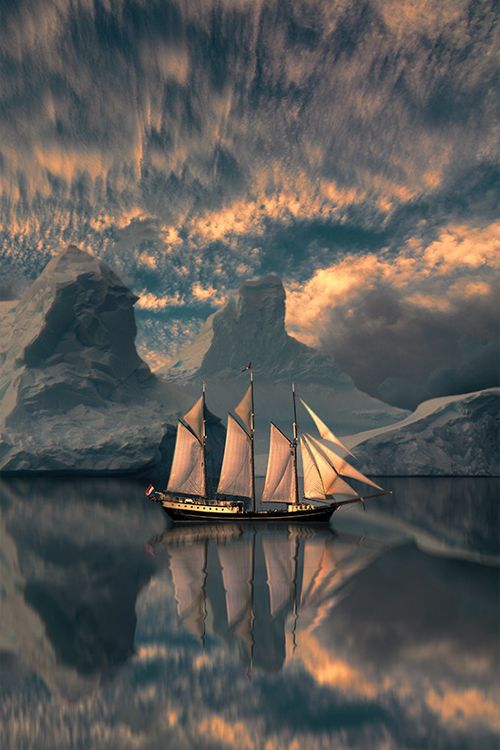 ship and icebergs