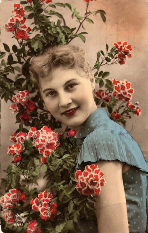 french girl postcard