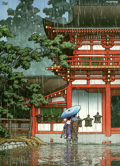 japanese art rain GIF 2