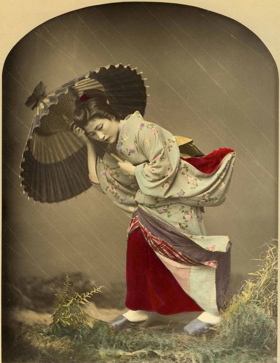 japanese geisha rain