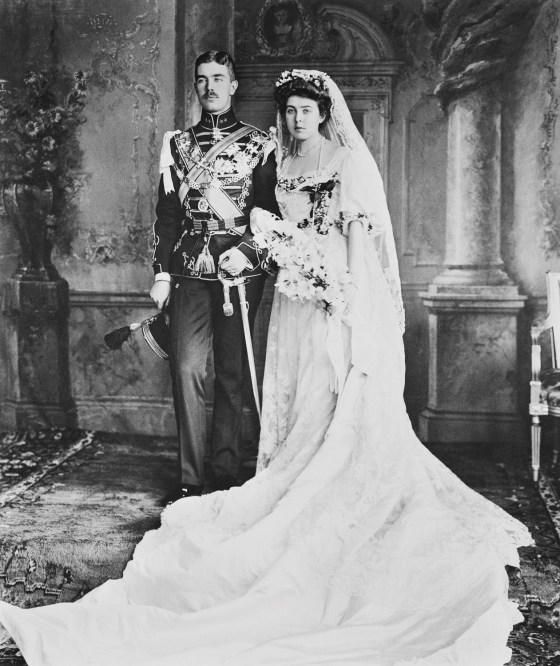 Prince Gustaf Adolf of Sweden with his bride, Princess Margaret of Connaught; June 15, 1905.
