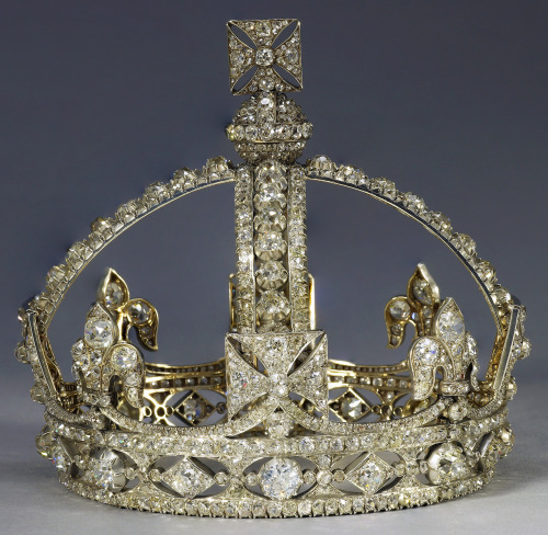 Queen Victoria's Small Diamond Crown, 1870, R & S Garrard Diamonds: A Jubilee Celebration  Credit line: The Royal Collection (c) 2011, Her Majesty Queen Elizabeth II  This photograph is issued to end-user media only. It may be used ONCE ONLY in connection with the Summer Opening of Buckingham Palace and the special exhibition of Diamonds: A Jubilee Celebration, August and September 2012.  Photographs must not be archived or sold on.  Contact: Public Relations and Marketing, the Royal Collection 020 7839 1377 