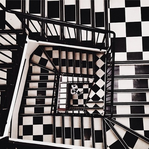 checkered stairwell
