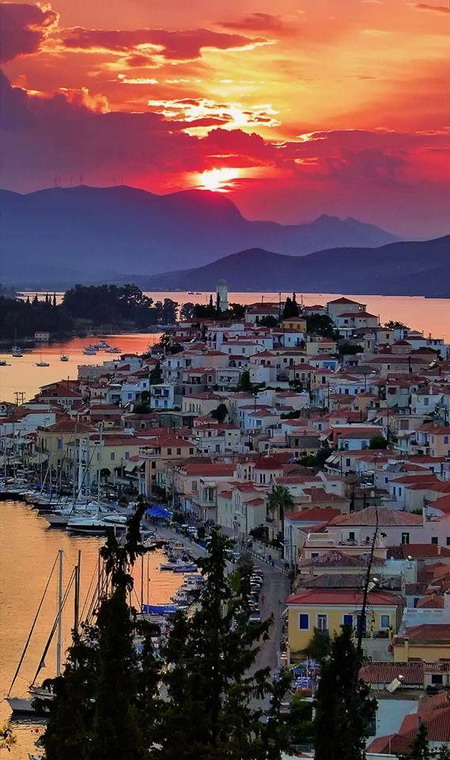 greece Sunset at Poros isla