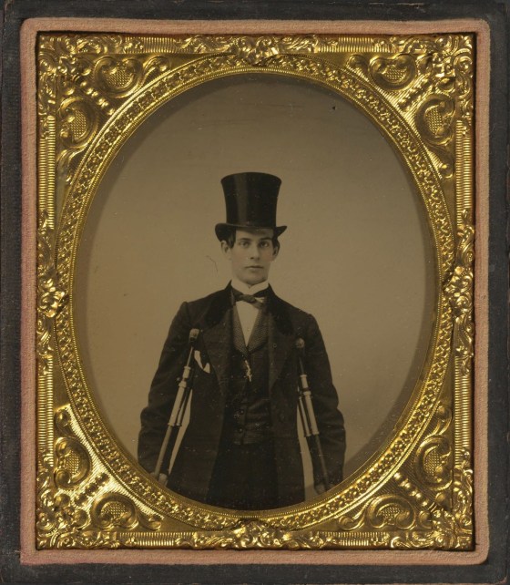 top hat and crutches