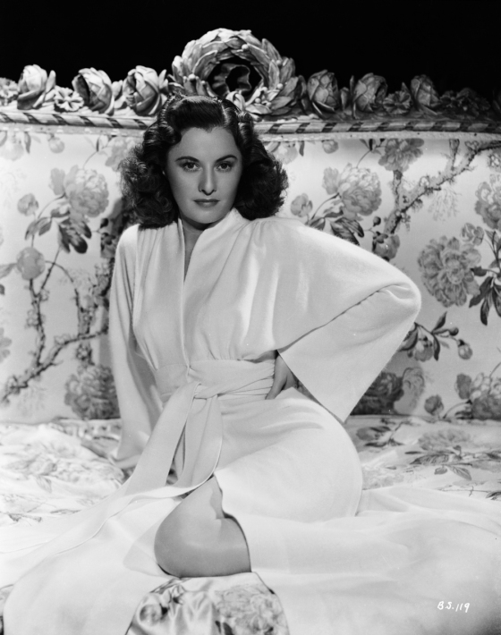 1942:  American screen star Barbara Stanwyck (1907-1990) wearing a white belted robe in a publicity still for 'The Gay Sisters', directed by Irving Rapper.  (Photo by John Kobal Foundation/Getty Images)