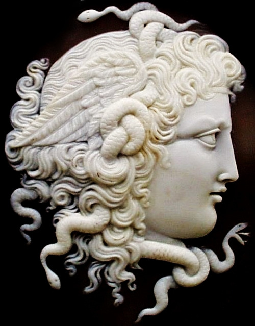 Sardonyx Cameo of the Gorgon Medusa.  1880