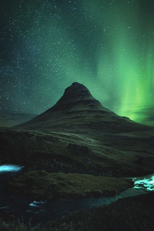 kirkjufell northern lights