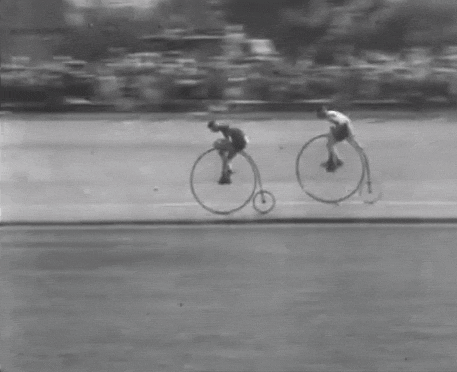 penny farthing race GIF
