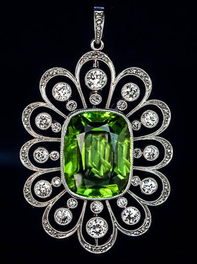jewelry Russian Peridot & Diamond Pendant