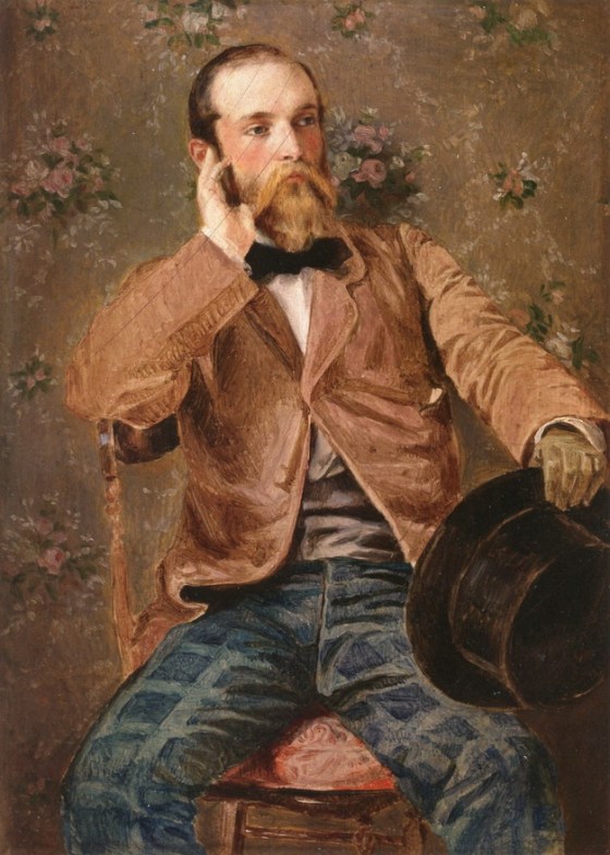 Self-Portait with Flowered Wallpaper,  Richard Caton Woodville