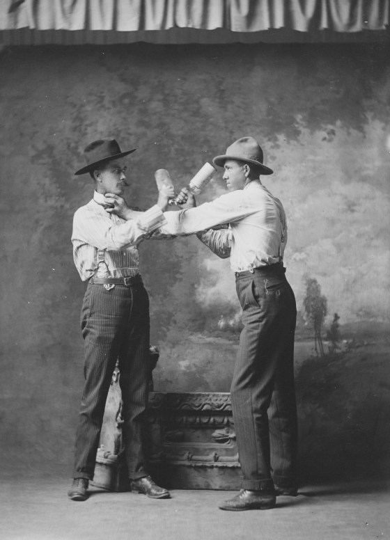 fighting with bottles