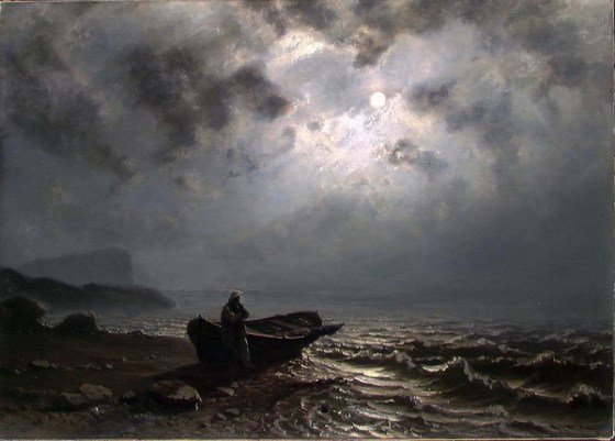 Moonlight on the Norwegian coast, 1876, Knud Baade