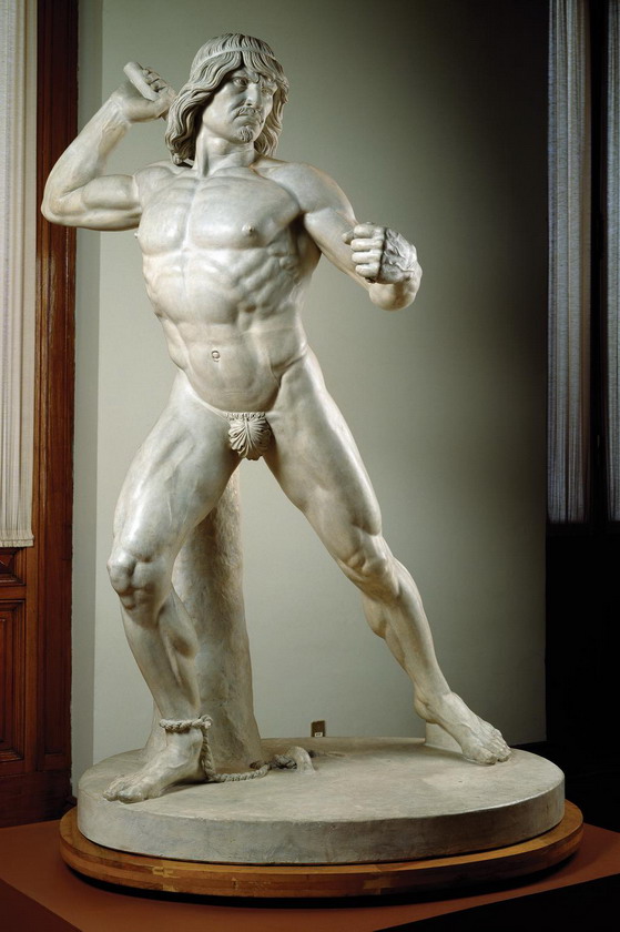 The Tlaxcalan General Tlahuicole Doing Battle on the Gladiator’s Stone of Sacrifice (1851), Manuel Vilar