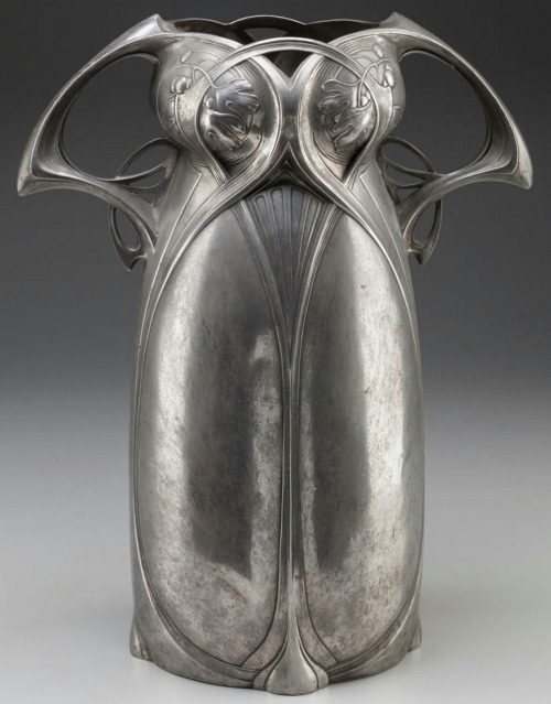 Art nouveau pewter vase, Austrian, circa 1905