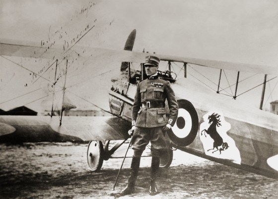 Count Francesco Baracca, standing by his SPAD S.XIII fighter (1918)