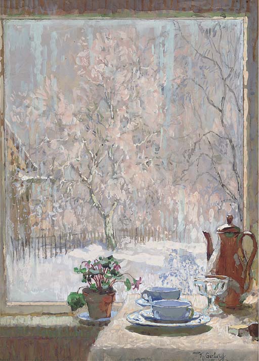 coffee-by-the-window-1945-konstantin-ivanovich-gorbatov-russian