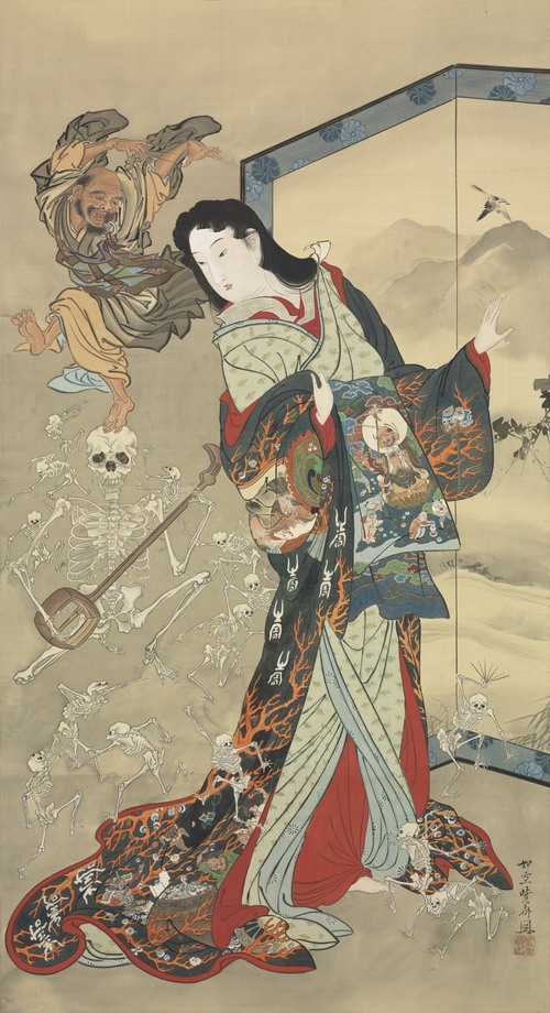 Kawanabe Kyōsai (1831-1889), 'Hell Courtesan & Ikkyū', 1871-89
