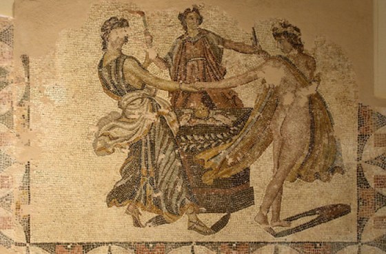 Mosaic of the Three Graces dancing, from the Roman villa in Patras, Greece, c. 3rd century