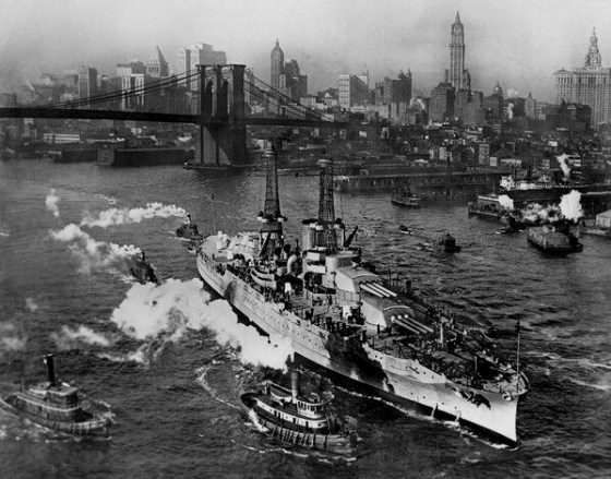 USS Arizona on the East River, New York City, 1916