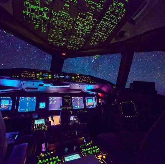AIRPLANE COCKPIT NIGHT