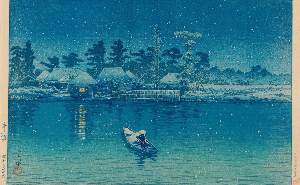 “Ushibori Snow” by Hasui Kawase,&nbsp;Japan