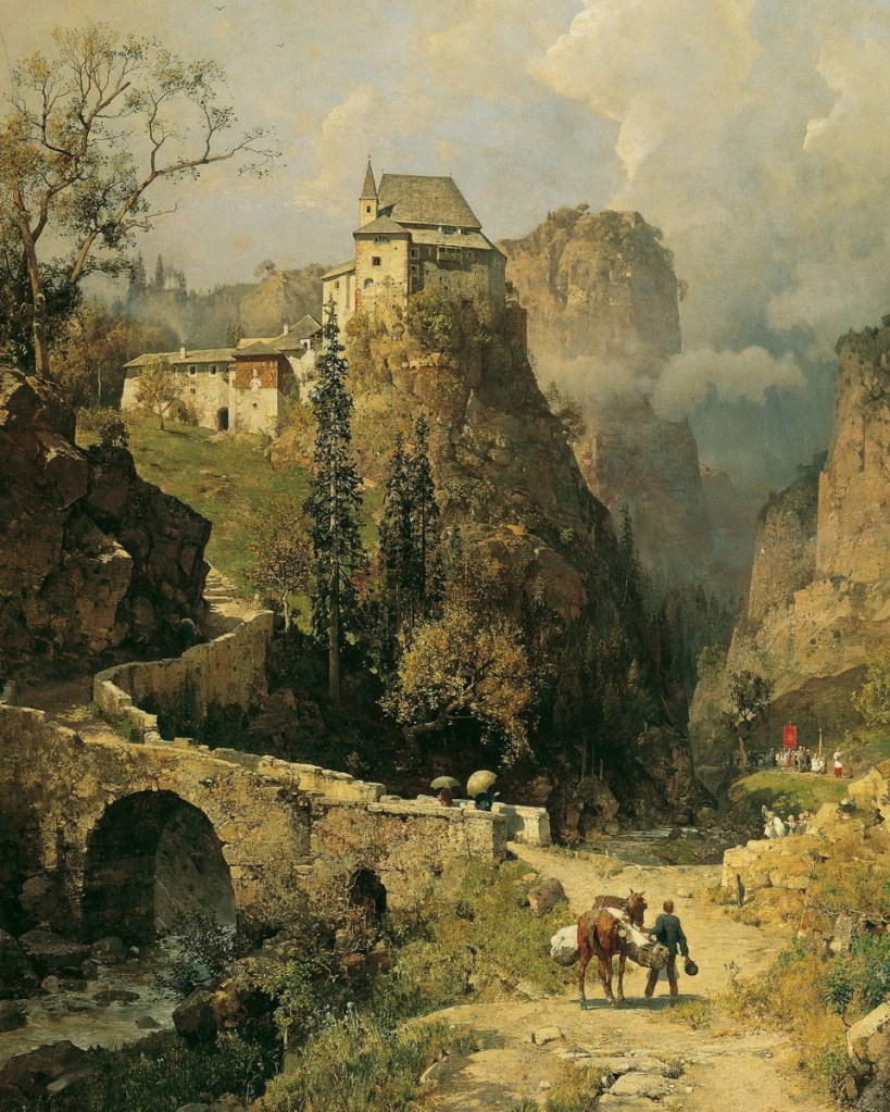 “Schlucht und Einsiedelei San Romedio bei Val di Non” by Robert Russ,&nbsp;1893