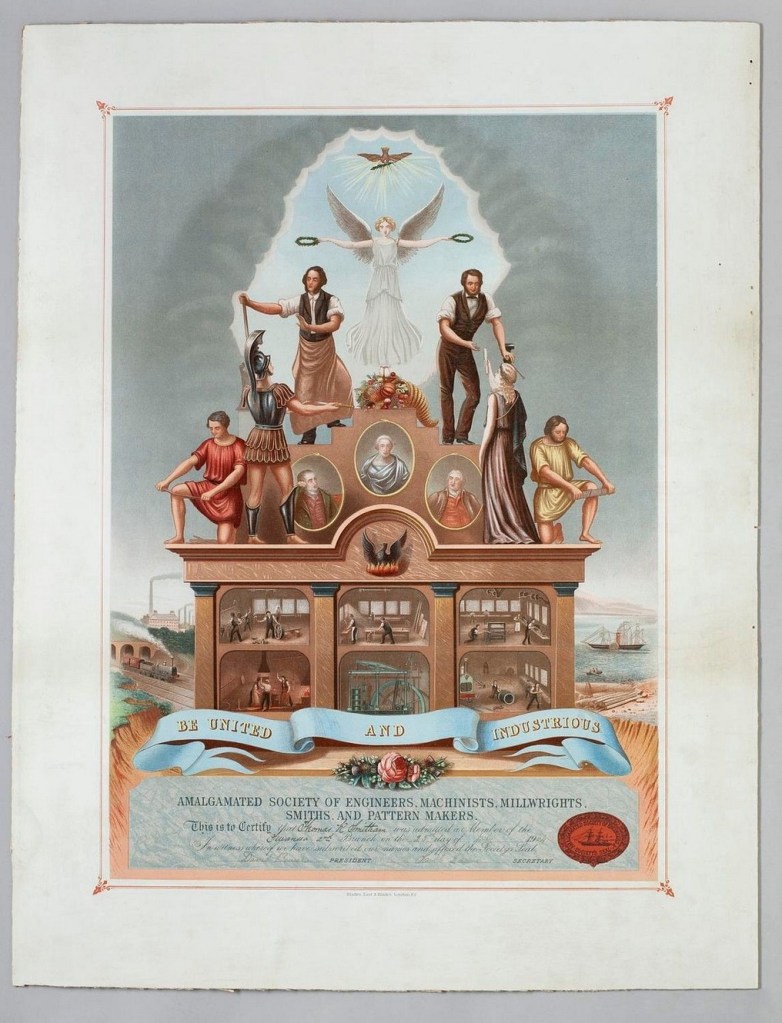 “Be United and Industrious”: British labour union poster,&nbsp;1800s